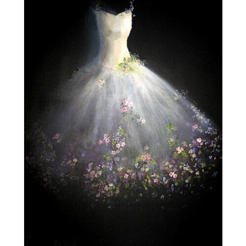 Beautiful Spring Tutu Ballerina Painting on Canvas Roses Tutu Painting Flower Ballerina Art Canvas Painting Dancing Dress