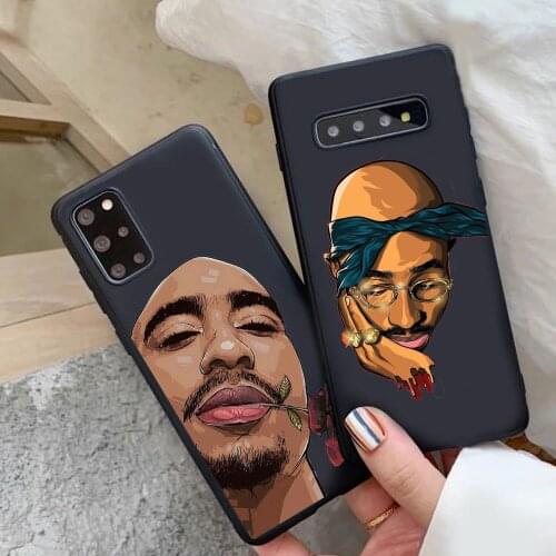 Fashion Rapper Singer 2PAC Tupac black TPU Soft Silicone Case For Samsung M10 M20 M21 M30S M31 M60S M80S Note20 Note20Ultra