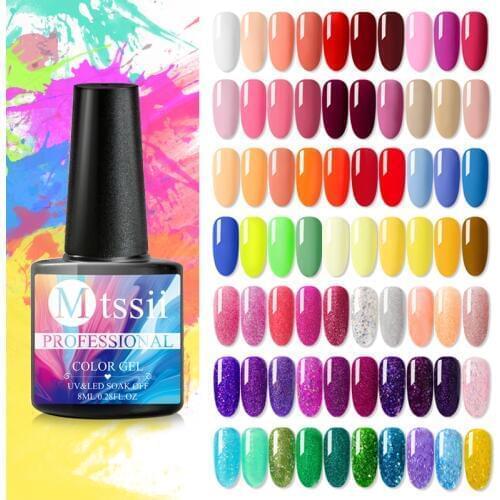 Mtssii 8ml Glitter Nail Polish Holographic Platinum UV Nail Gel Polish Shine Shimmer Manicure Soak Off Nail Art Lacquer