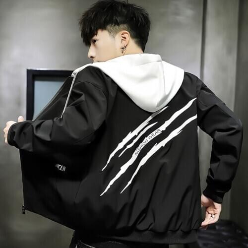 Korean Mens Spring Autumn Coat Hooded Jacket Plus Size Clothes Mens Jackets and Coats Fashion S19166-5 KJ5767