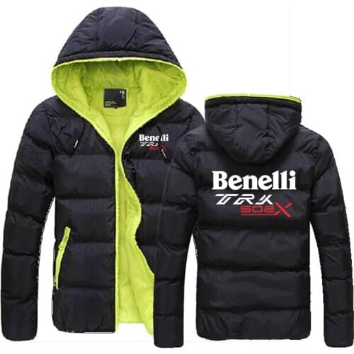 Benelli TRK 502X Print Customize Down Warm Jacket Motorcycle Male Sportwear Zipper padded Hoodies Long sleeve Hip hop Coats