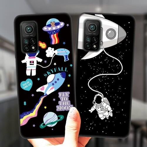 For Xiaomi Mi 10T Lite Redmi Note 10 10S 9S 7 8 9 Pro 8T 9C Phone Case Astronaut Planet Star Space Black Soft Silicone Cover