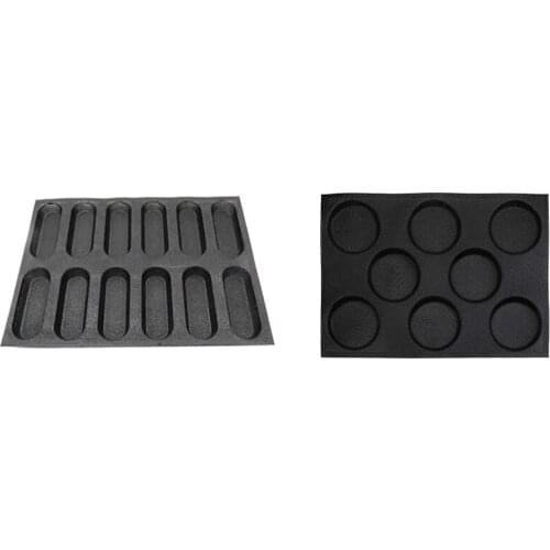 Hot Dog Round Bread Silicone Mold Hamburger And Baguette Baking Tools Set Perforated Bakeware Non Stick Glass Fiber Form