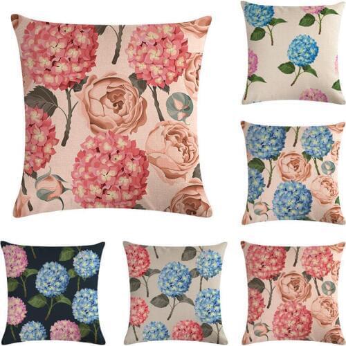 Flowers Prints Cushion Cover Cotton Linen 45*45cmThrow Pillow Car Home Decoration Decorative Square Pillowcase
