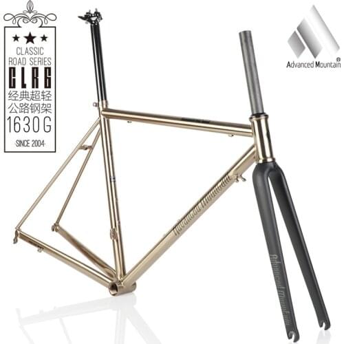 2021 New AM Road Bike Fameset 700C CR-MO4135 steel Heating Treated Carbon Fork Highway Cycling Bicycle Classic Silver Frame
