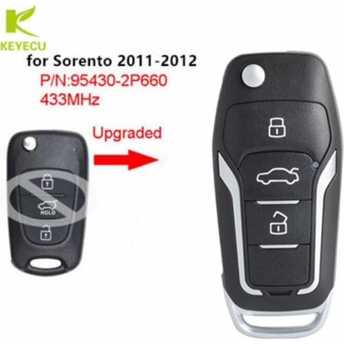 KEYECU Upgraded Flip Remote Car Key Fob 3 Button 433MHz ID46 for KIA Sorento 2011-2012 P/N: 95430-2P660