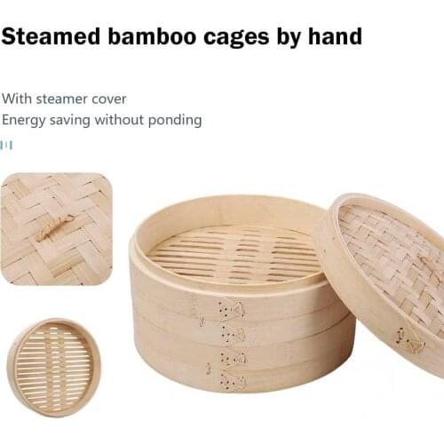 Steamer Bamboo Cooker Weaving Basket Cooking Kitchen Tools Steam For Dumpling Egg Snack Rice Fish SumVegetable With Cover Set