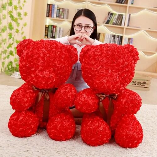 Big Size 60cm Teddy Bear Plush Toy Red Rose Petals Teddy Bear Plush Stuffed Doll Birthday Gift For Girls Valentines Day Gift