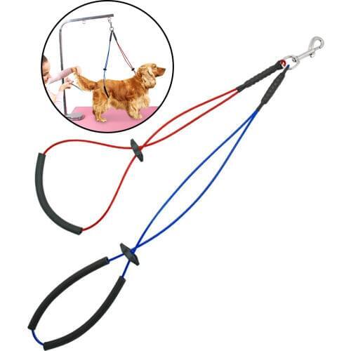 Resistant to Bite Steel Wire Pet Haunch Holder Dog Grooming Loop Arm Restraint for Small Large Dogs Soft Rubber Padded Leash