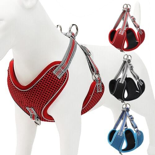 Adjustable Medium Large Dog Harness Leash Reflective Reinforced Chest Strap