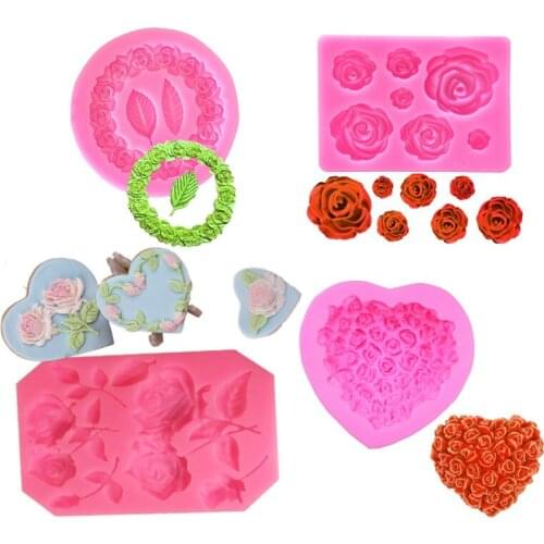 1PC romantic rose flower non-stick silicone mold soft candy mold cake decoration tool flower making chewing gum