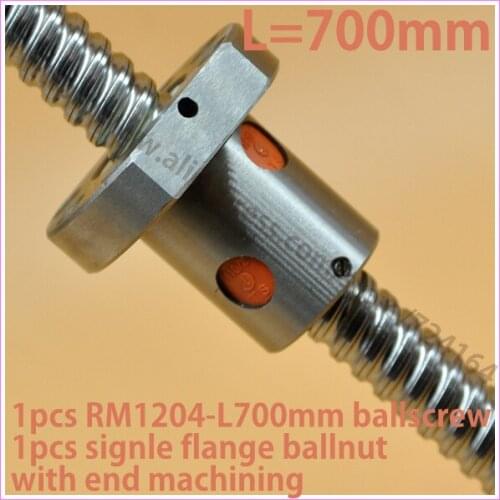 Rolled RM 1204 Ballscrew set L700mm + with end machining for Built CNC Machine