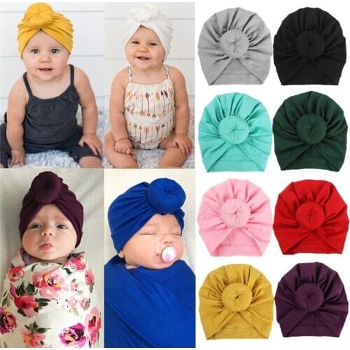 New Children Cute Accessories Turban Cotton Beanie Hat Newborn Toddler Kids Baby Boy Girl Winter Warm Cap Solid Knot Soft Wrap