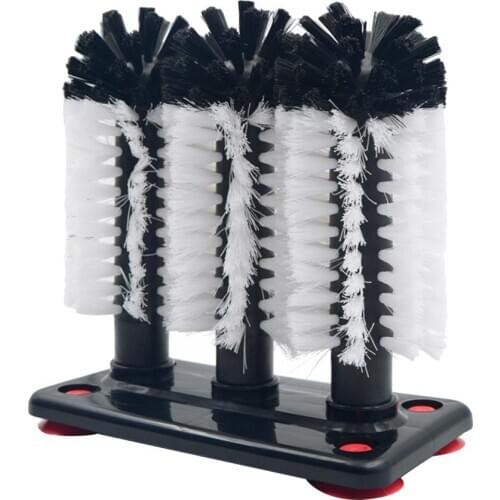 Three-head Triple Brush Glass Washer Prevent breaking Wine Glasses Brush Cleaner for Bar Household #CW