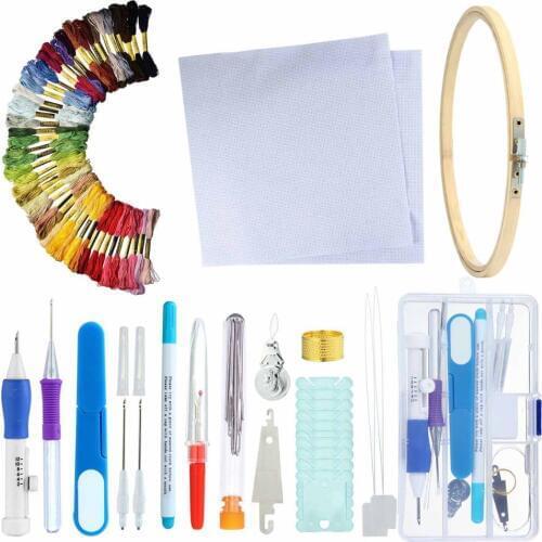 Embroidery tool box pokes music sewing set manual diy poke music accessories sewing kit needle knitting set embroidery pattern a