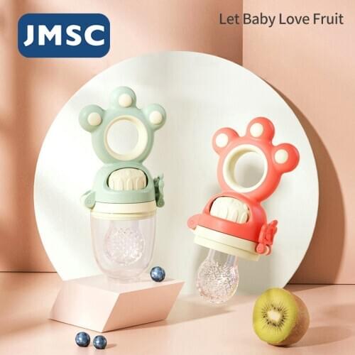 JMSC Baby Teether Nipple Fresh Fruit Food Vegetable Bite Bag Pacifier Safe Eat Silicone Feeder Supplement Oral Care Bottle Teat