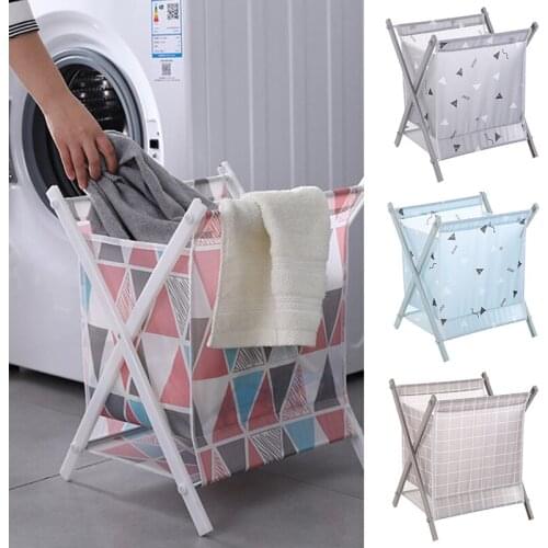Foldable Portable Laundry Storage Basket Large Freestanding Clothes Hamper Storage For Home XH8Z