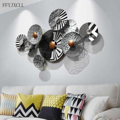 Modern minimalist living room light luxury metal background wall decoration creative pendant bedroom home decoration