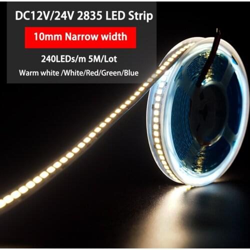 LED Strip 12V 24VDC 5m 2835 240leds/m Flexible lights for room decoracion Warm White / White/Green/Red/Blue/Ice Blue/Yellow/Pink
