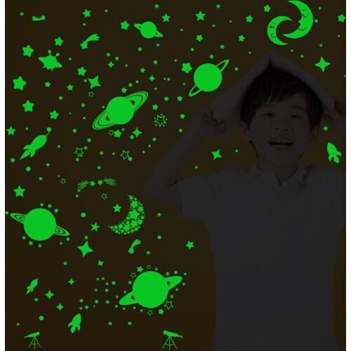 Luminous Universe Starry Sky Moon Moon Luminous Wall Sticker Luminous Moon Wall Sticker Decoration Room Decoration Teenager