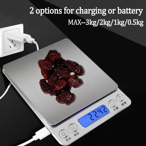 LCD Precision Scale Gram Electronic Jewelry Scales Weight Balance Kitchen Scale for Tea Baking Digital Weighing 500g/1/2/3kg