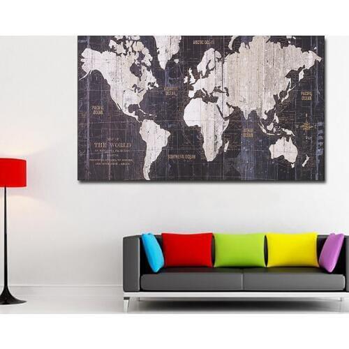 MUTU Unique Vintage HD Print WORLD MAP Canvas Painting Printing Poster Wall Picture No Frame Modern Home Decor For Living Room