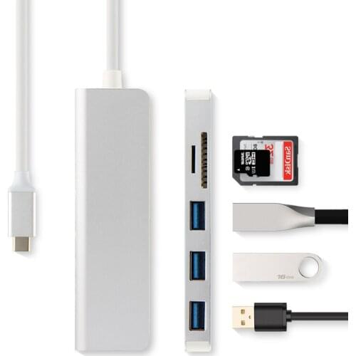 5-in-1 Type-C HUB Aluminiu Alloy USB-C Adapter USB 3.0 Port SD Card Reader For Chuwi Hi9 Plus Hi9plus Hi10 Air 10.8" 10.1 Tablet