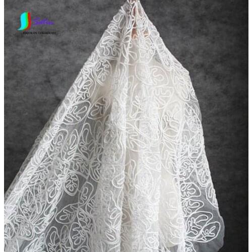 High-grade Heavy Texture White Cord Spiral Mesh Fabric Flower Fabric DIY Clothing Creative Fabric Wedding Dress A0015M