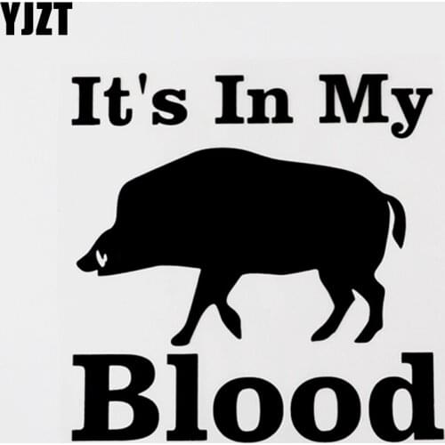YJZT 15CM×15CM For Its In My Blood Vinyl Animal Car Sticker Decal Black/Silver 8C-0679