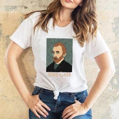 Vincent Van Gogh Print Cute O-Neck Summer Printed Casual Women T Shirt Short Sleeve Comfortable Fabric Tshirts XL