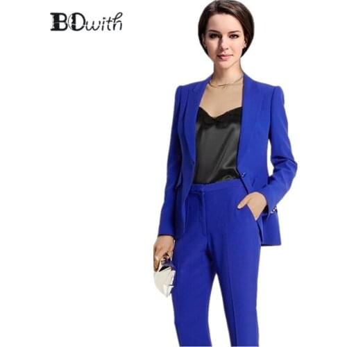 Royal Blue Women Pant Suit Formal Ladies Business Suits Office Work Wear Female Suit For Weddings Female Suit Custom Made