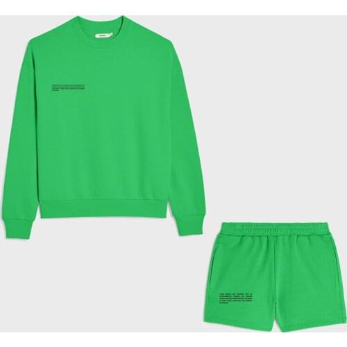 100% Cotton Women Tracksuit 2 Piece Sets Long Sleeve Crewneck Sweatshirt Solid High Waist Loose Sweatpants Female Sport Outfits