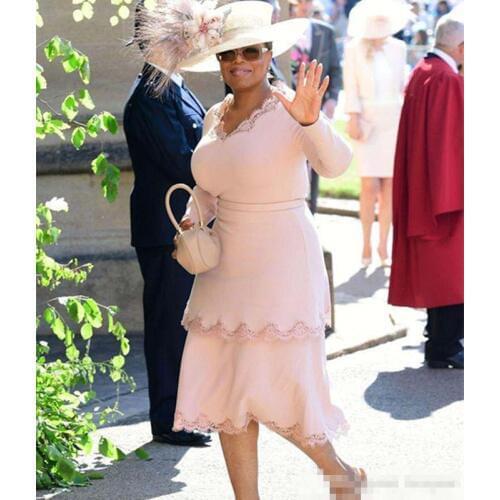 Plus Size Lace Short Mother Of The Bride Dresses V-neck Long Sleeves Prom Party Wear Evening Gowns Knee Length Formal Mother