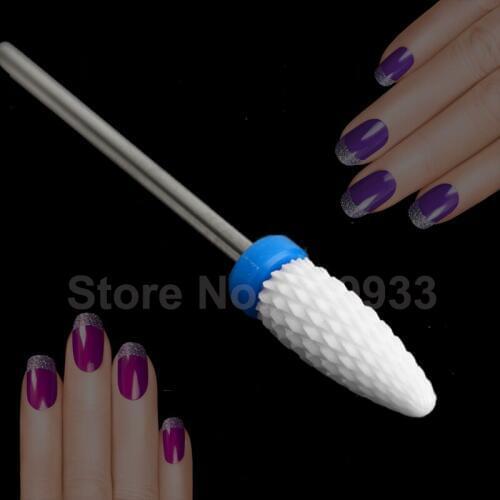 1PC Flame Shape Ceramic Beauty Care Nail Art File Manicure Pedicure Drill Bit for Electric Micromotor Polishing White Medium