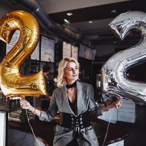 16/32/40Inch Number Balloons Large Gold Sliver Figure Foil Ball Baby Shower Birthday Party Decor 13/18/25/30 Digital Globos