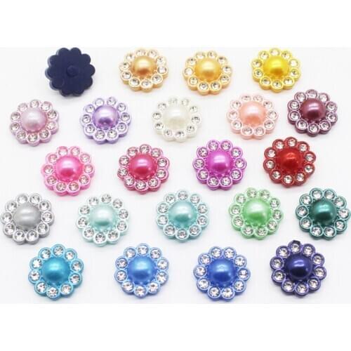 20Pcs/Set14MM Plastic Rhinestone Button DIY Scrapbook Resin Pearl Button Flat Decoration