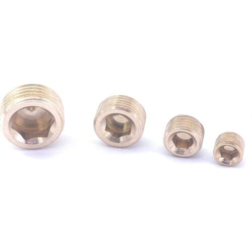 5) M5 M6 M8 M10 M12 M14 M16 M18 M20 M22 Male Metric Thread Brass Countersunk Plug Socket Hex Head End Cap Pipe Stopper
