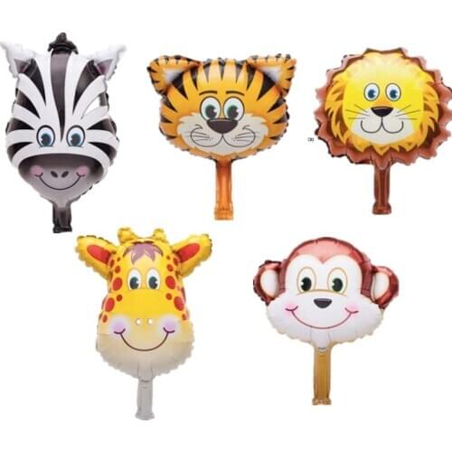 5pcs/lot Mini animal head Foil Balloons inflatable air balloon happy birthday party decorations kids baby shower party supplies