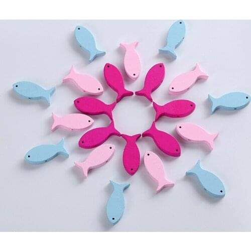 50PCS 30x12mm Fish Shape Wood Beads Wooden Loose Beads Wood Spacer Beads for Craft Making or Decoration