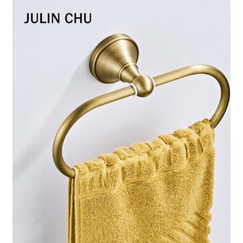 Antique Towel Ring Brass Wall Mounted Ellipse Kithen Washroom Bath Towel Holder Hanger Rack Metal Vintage Bathroom Hardware