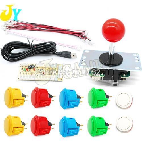 Free shipping Original Joystick DIY Kit Zero Delay Arcade DIY USB Encoder To PC Sanwa Joystick Original Sanwa Push Buttons Mame