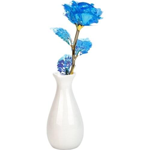 Artificial Flowers Valentines Day Gift Purle Multicolor Plastic Anniversary Decorations Gold-Plated Birthday Gifts