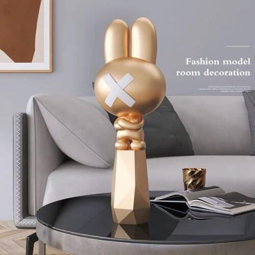 Nordic Style Creative Rabbit Ornaments Statue Abstract Art Modern Sculpture Animal Home Living Room Decoration Accessories Gifts