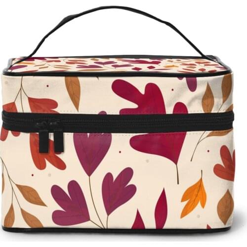 2021 Multi-function Travel Organizer Bag Autumn Leaves Background Women Cosmetic Bag Beauty Makeup Toiletry Wash Bags