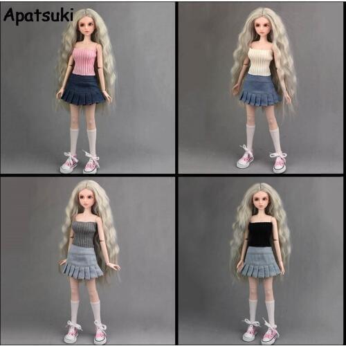 Fashion Doll Clothes For 40-50cm XINYI Doll Sweater 1:4 Dolls Accessories Doll Kids Toy Blue Jeans A-line Skirt High Quality