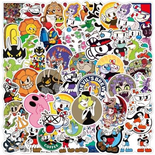 50Pcs Classic Game Cuphead Stickers For DIY Laptop Scrapbooking Graffiti Diary Label Stationery Decor Sticker