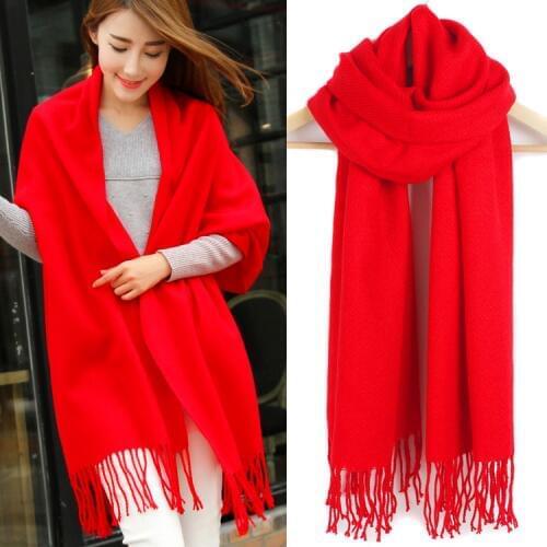 2017 New Style Luxury Brand Winter Women Long Tassel Scarf Solid Color Faux Cashmere Shawls Bufandas Mujer Thick Warm Scarves