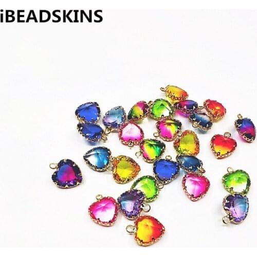 New arrival! 16x13mm 50pcs Copper with Glass heart-shape charm for earrings accessories,Earring parts,jewelry making DIY