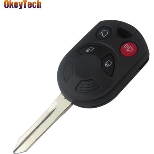 OkeyTech 4 Button Smart Remote Car Key Shell Replacement Key Cover Case Fob Uncut Blank Blade for Ford Mustang Exploror Edge