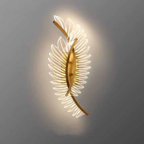 Postmodern Led Golden Wall Lamp Nordic Bedroom Bedside Background Wall Lamp Creative Wing Shape Aisle Corridor Light Luxury Lamp